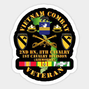 Vietnam Combat Cavalry Veteran w 2Bn 8th Cav COA - 1st Cav Div SSI Sticker